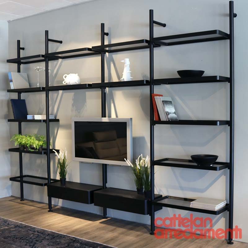 libreria-sistema-hector-bookcase-system-molteni-rovere-nero-black-oak-vetro-fume-glass-offer-promo-sale-discount-promozione-offerta-scontato-occasione-outlet-economico_1