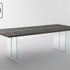 Dining table / contemporary / wooden / glass